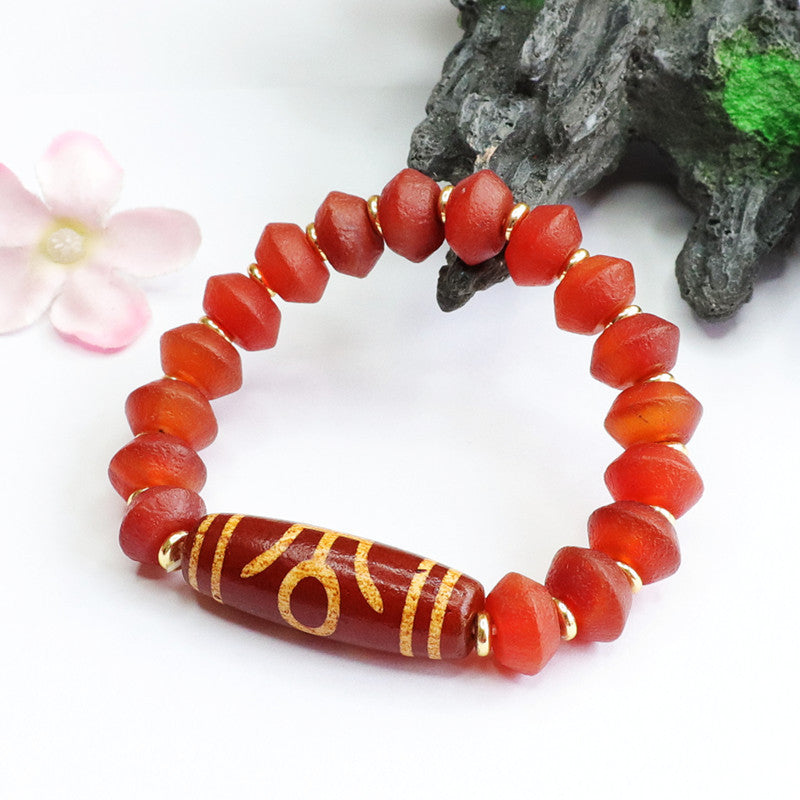 Old material red agate bracelet Dzi beads passepartout bracelet MN2042113