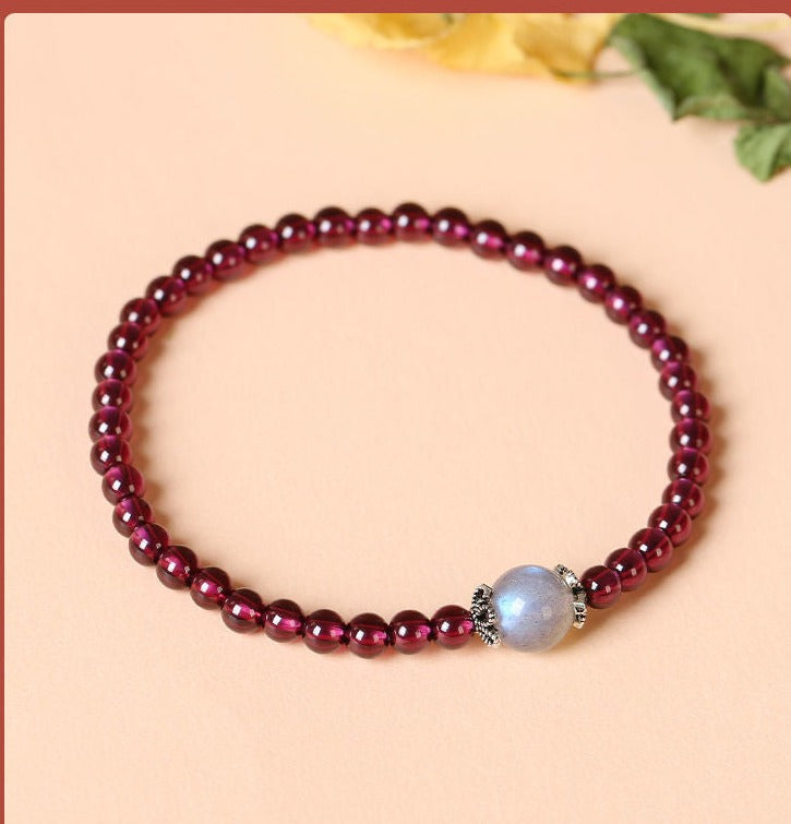 Purple Teeth Garnet Bracelet Moonstone Crystal Bracelet Jewelry CB2120119 