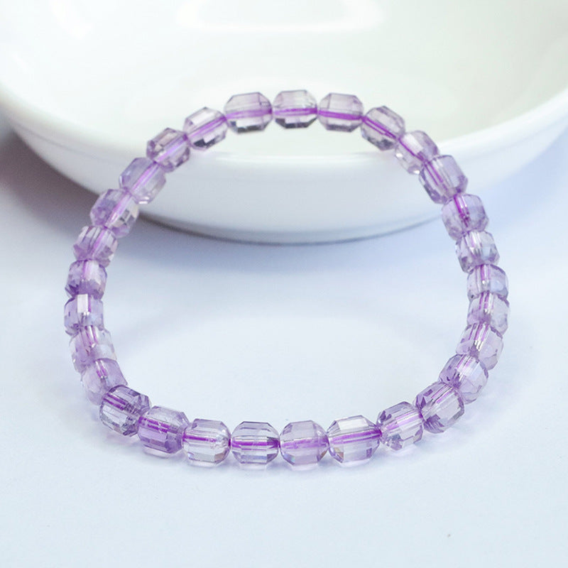 Natural Amethyst Bracelet Purple Color Treasure Faceted Cylindrical Bracelet CB3072804 