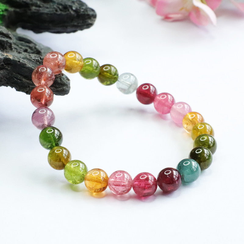 Natural tourmaline bracelet Brazilian old mine rainbow 8m bracelet crystal color treasure supply CB2081607 