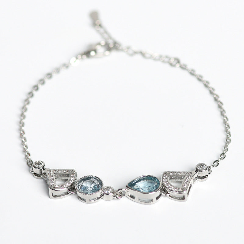 New hot selling natural crystal topaz leaf water drop faceted bracelet for women handmade 