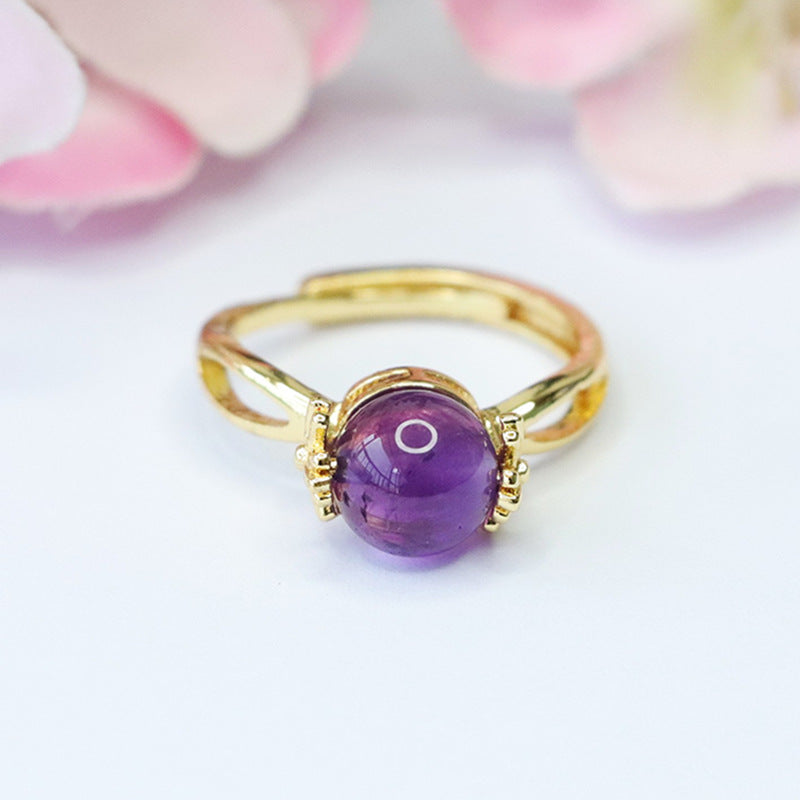 Natural Amethyst Ring Purple Colorful Rotating Ring Women's Jewelry CB3101305 