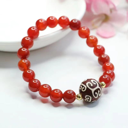 Red agate bracelet palindrome beads chalcedony bracelet jewelry MN1122570