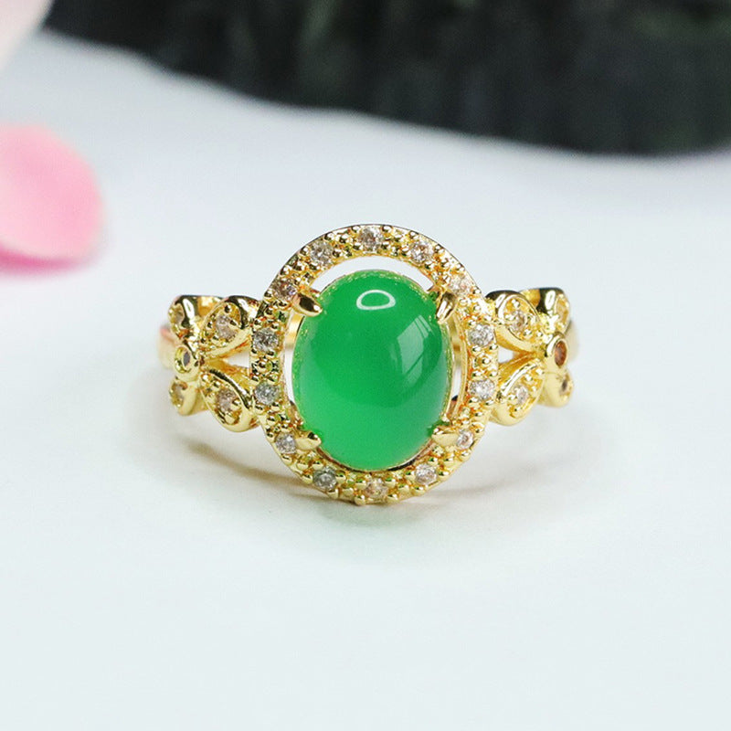 Ice Emperor Chrysoprase Ring Red Agate Finger Ring Women's National Trend MN4012604 