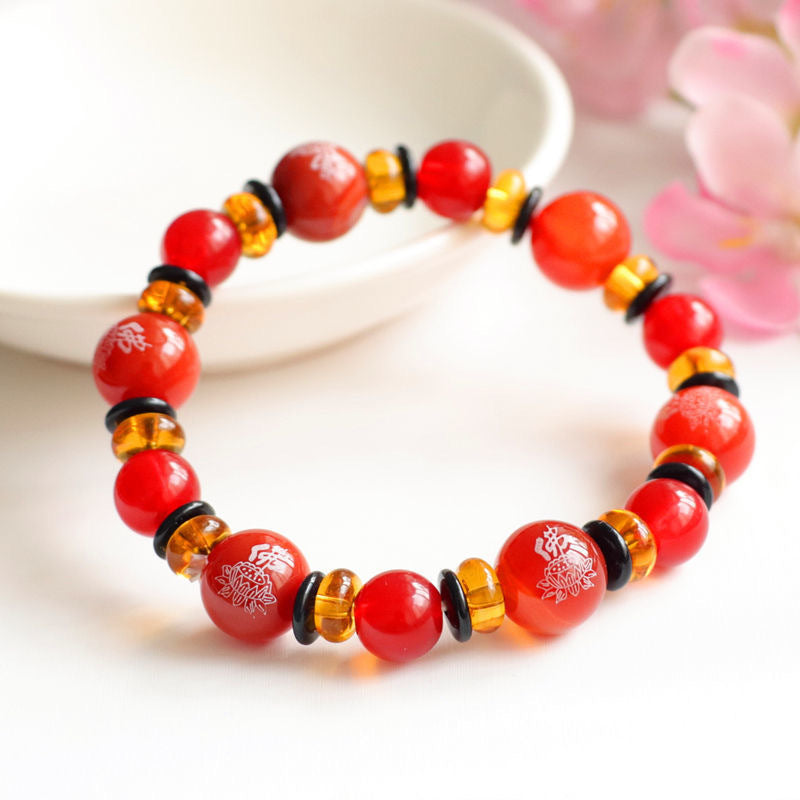 Red Agate Buddha Bracelet Chalcedony Bracelet Jewelry MN1122566