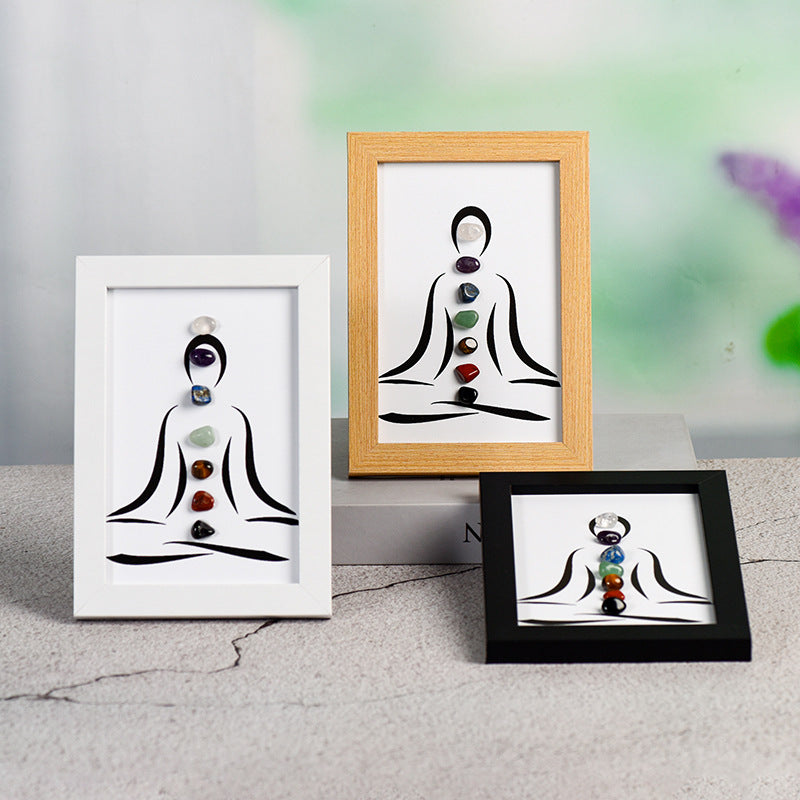 Yoga Girl Colored Original Stone Crystal Wooden Picture Frame Setup for Moving to a New Home Wooden Picture Frame Home Decoration 