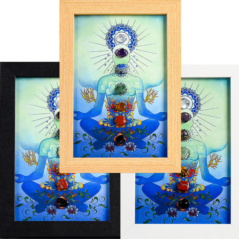 Yoga Girl Colored Original Stone Crystal Wooden Picture Frame Setup for Moving to a New Home Wooden Picture Frame Home Decoration 