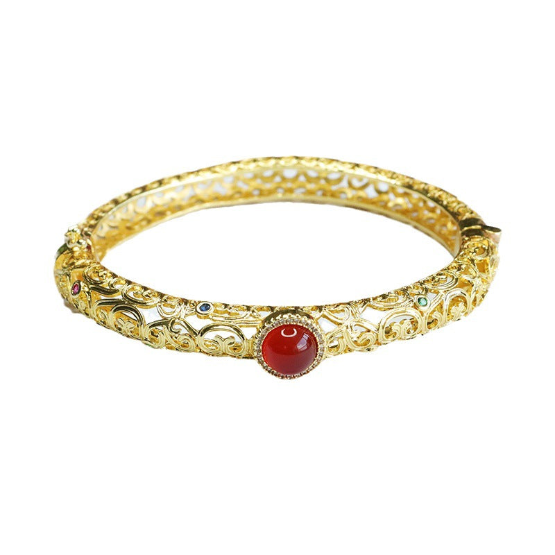 Natural red agate bracelet carnelian bracelet hollow female MN3072711