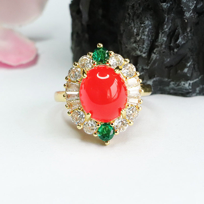 Ice Imperial Chrysoprase Ring Red Agate Ring Jewelry for Women MN4013005 