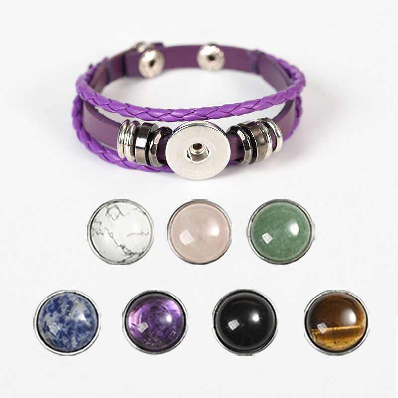 Personalized button crystal raw stone handmade diy colorful crystal bracelet material jewelry accessories 