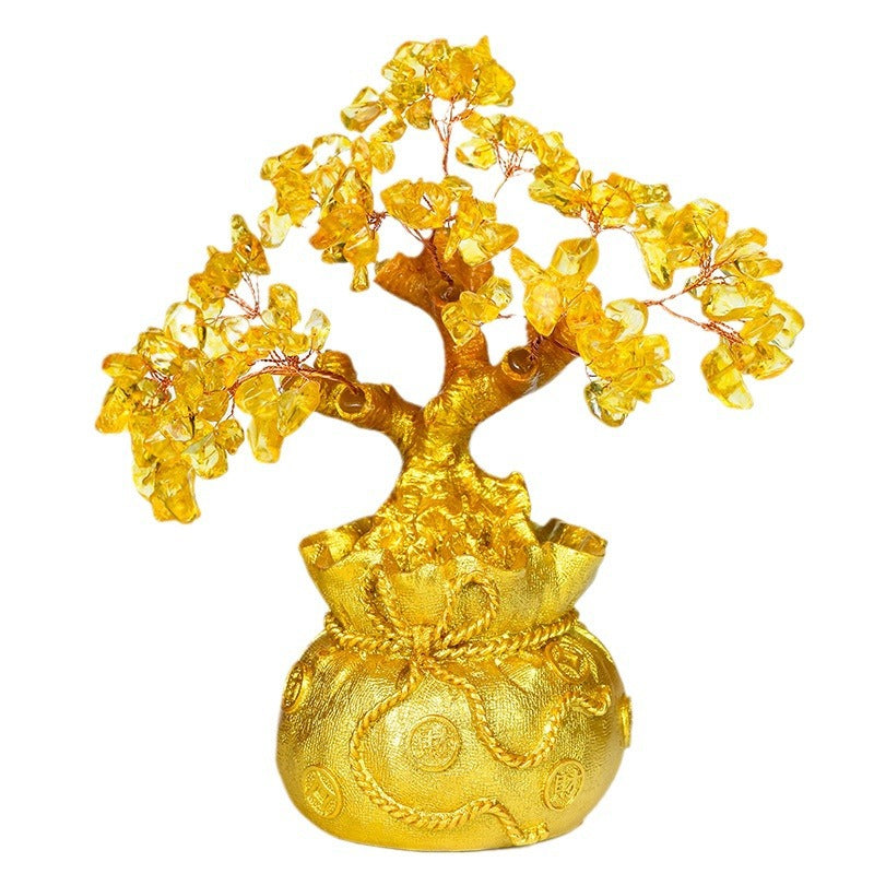 Opening Gift Ornaments Home Living Room Office Decorations Hot Selling Crystal Crafts Tree Citrine Tree 