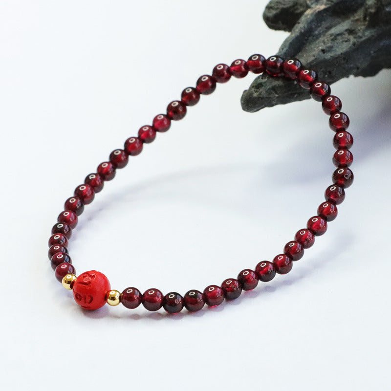 Natural garnet bracelet cinnabar bracelet six-word motto CB2102610 