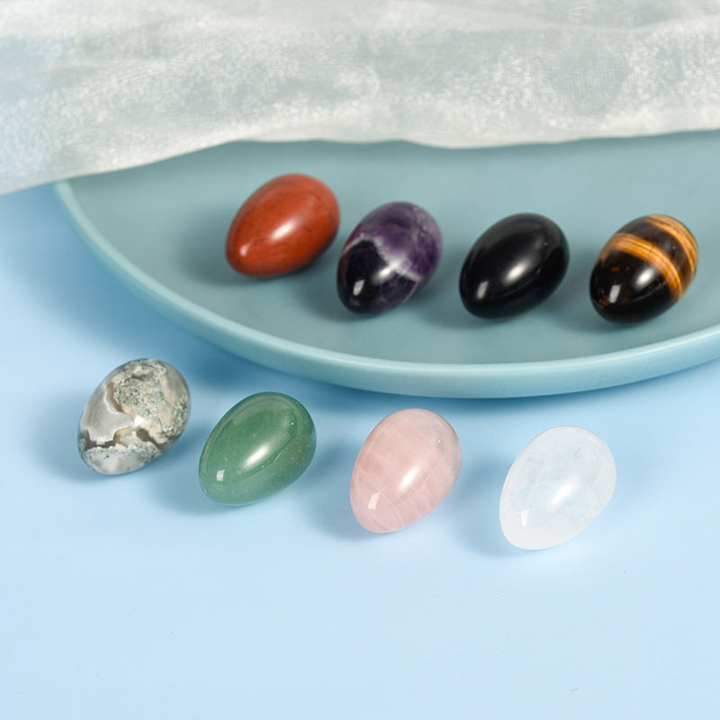 Jade play piece home decoration oval crystal rose quartz aventurine semi-precious stone egg-shaped massage hand ball 