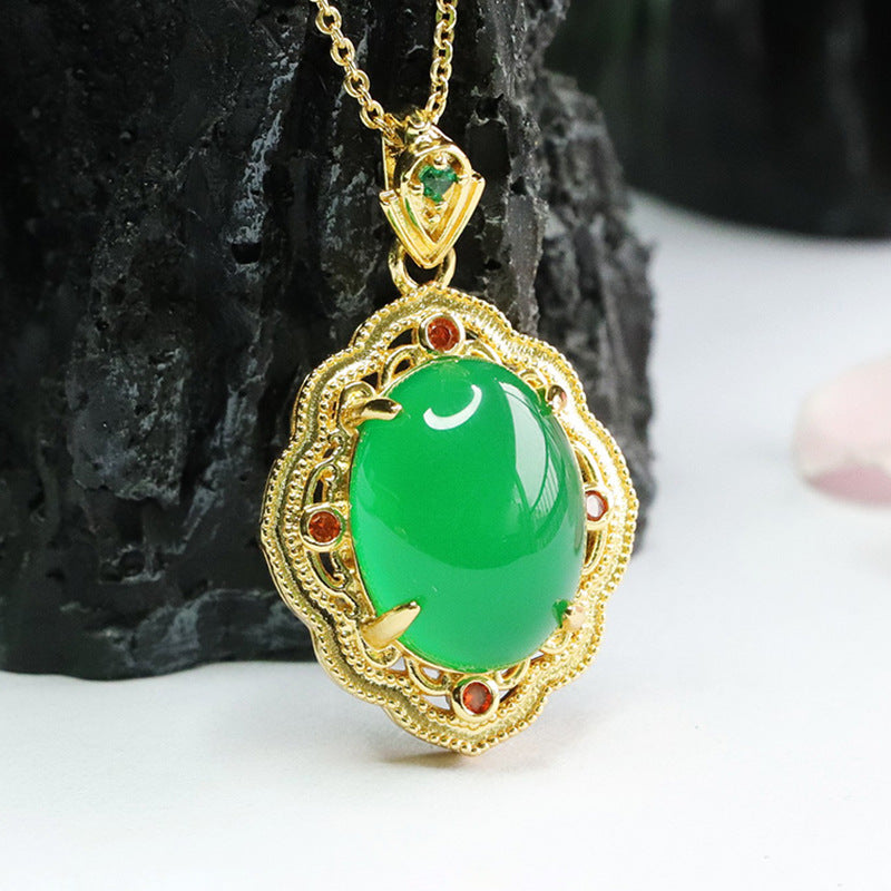 Customized ice chrysoprase pendant red agate necklace women's jewelry MN4013003