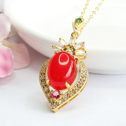 Red agate pendant pigeon blood carnelian heart necklace for women MN3080406