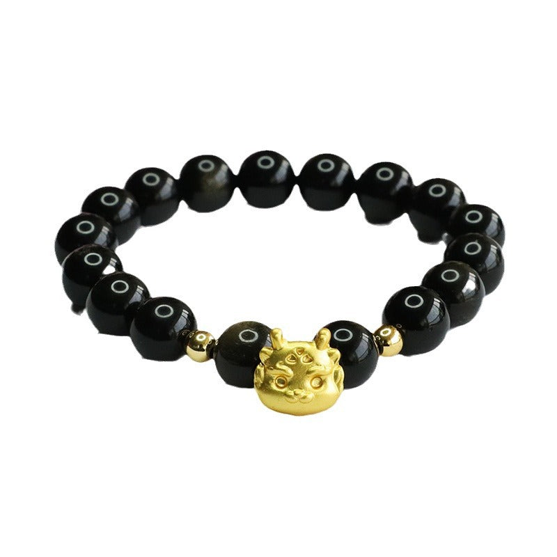 Natural Gold Obsidian Zodiac Dragon Bracelet Gold Sand Obsidian Bracelet CB3111608 