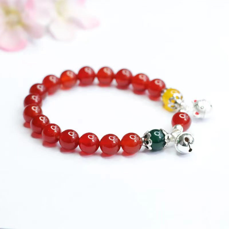 Pure Silver Red Agate Bracelet Chalcedony Year of the Tiger Bracelet Zodiac Tiger MN1122582