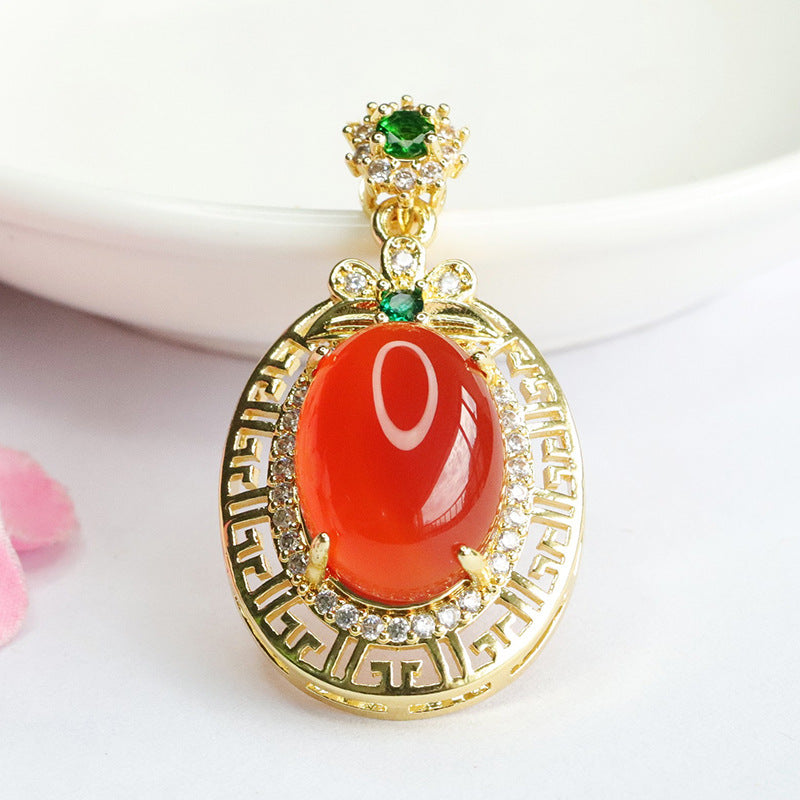 Carnelian Pendant Pigeon Blood Carnelian Clover Necklace MN3081105