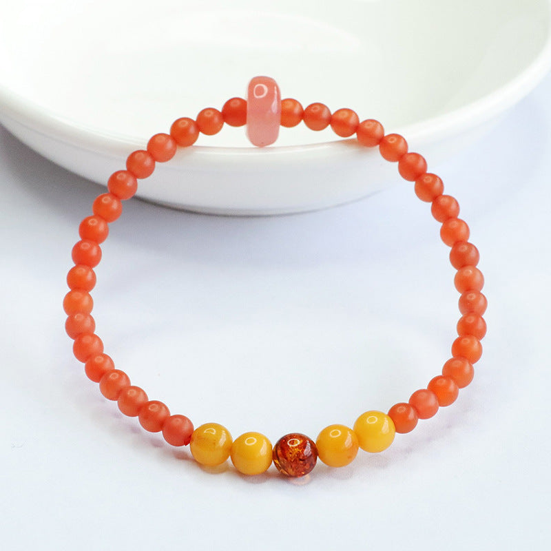 Baoshan Nanhong Bracelet Amber Beeswax Bracelet Women's Ancient Style MN3072105 