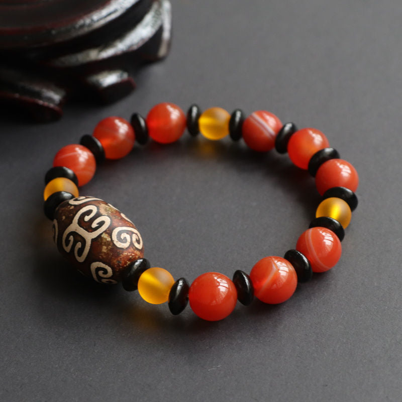 Pattern Dzi Beads Red Agate Bracelet Chalcedony Accessories Jewelry MN1122568