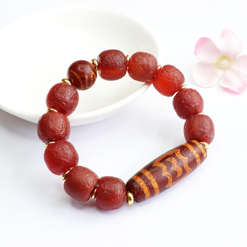 Old material red agate passepartout bracelet dzi beads bracelet MN2042112