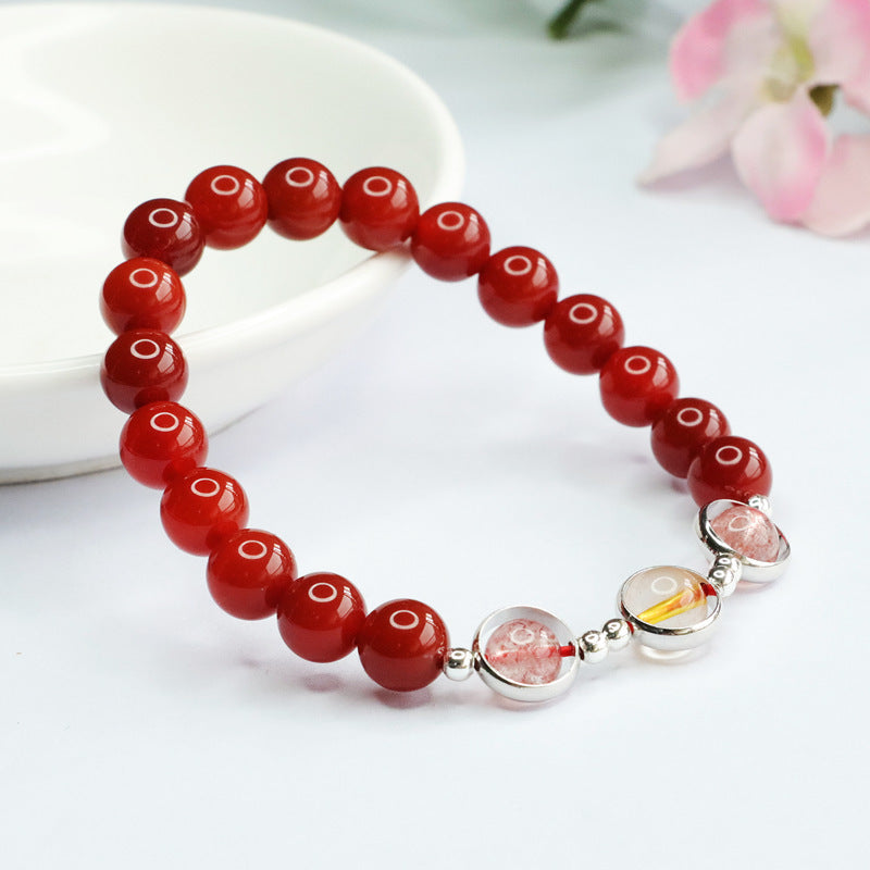 Red Agate Bracelet Strawberry Crystal Blonde Crystal Bracelet MN3041101