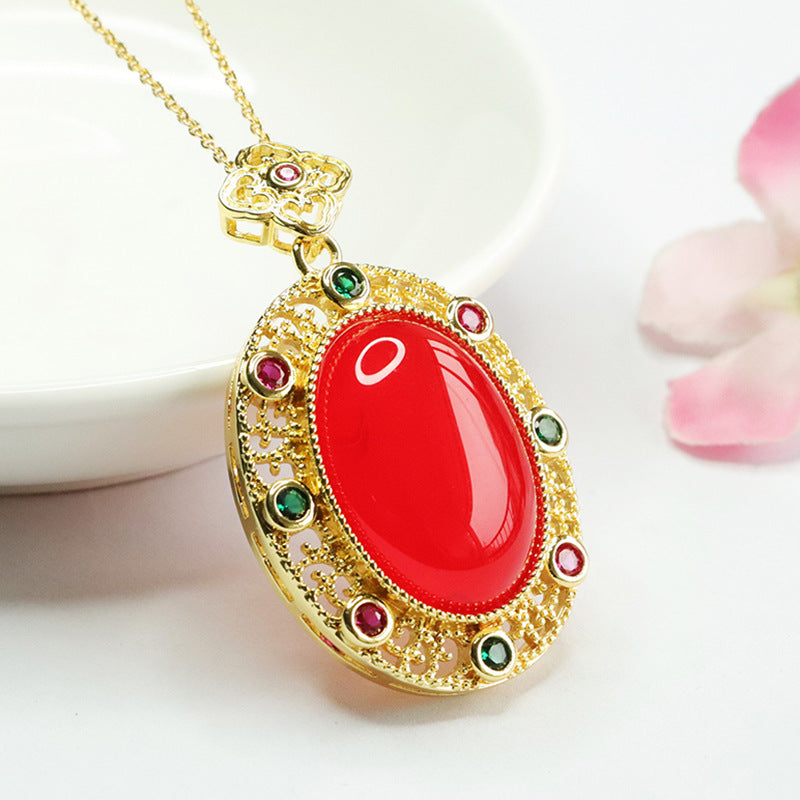 Carnelian pendant ice pigeon blood carnelian necklace ethnic style MN4042407