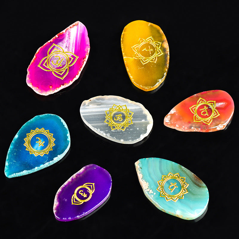 Natural agate raw stone transparent crystal yellow agate purple blue colorful agate set box decoration gift 