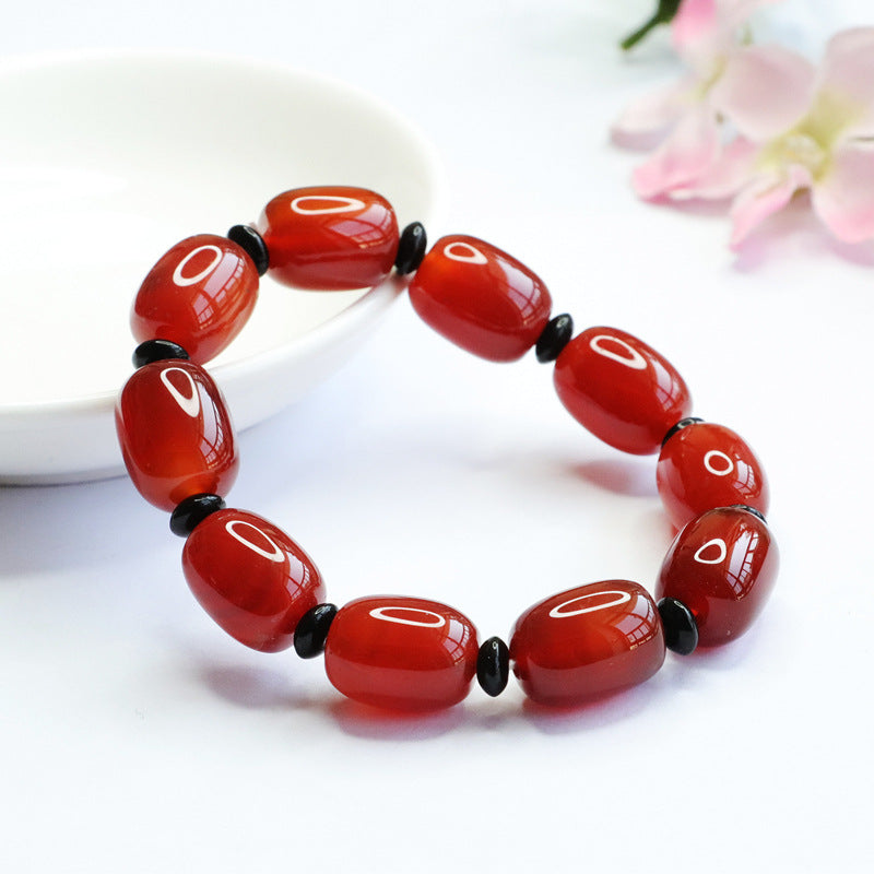 Natural red agate bracelet chalcedony passepartout bucket bead bracelet MN2102603