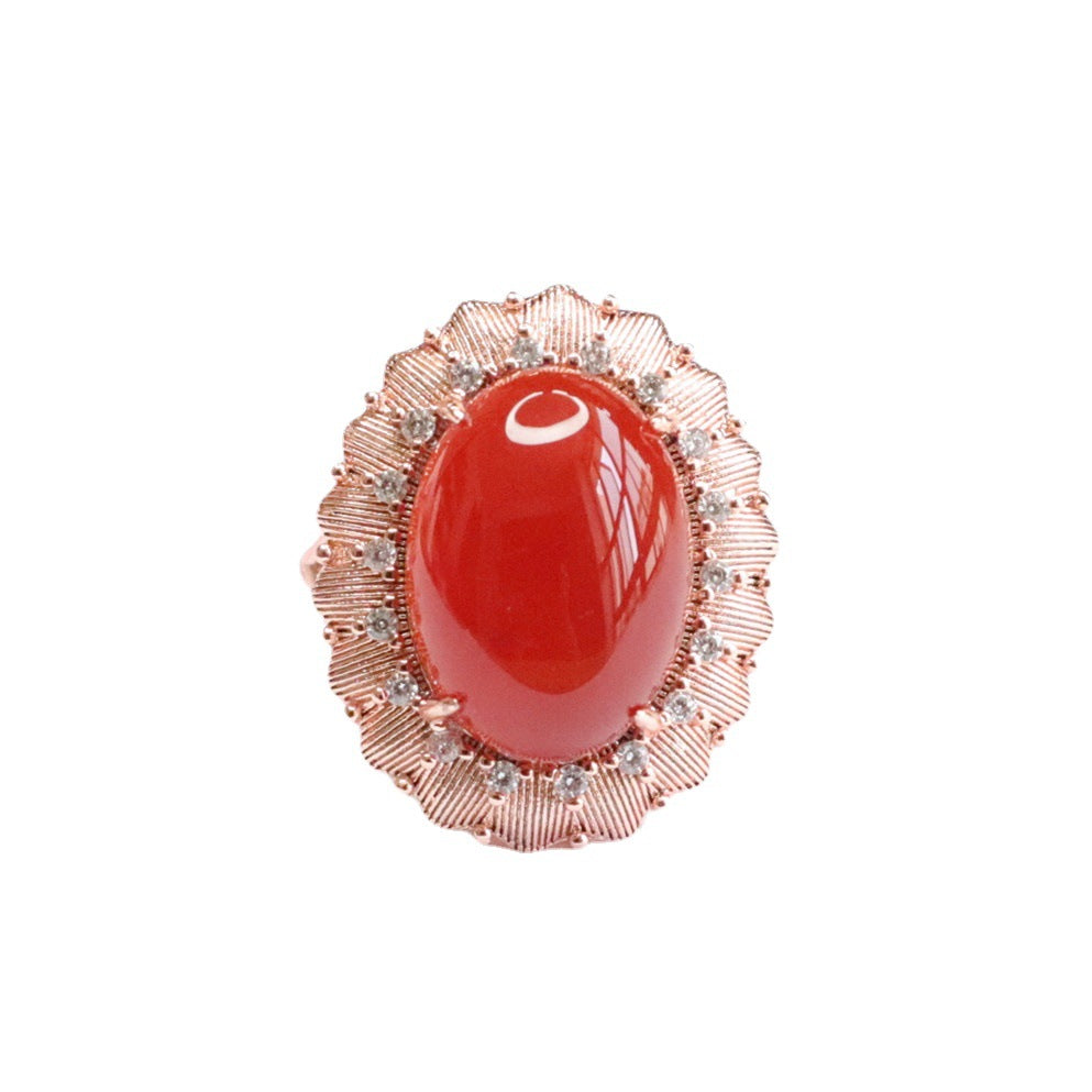 Carnelian dove egg ring chalcedony ring jewelry MN2050510