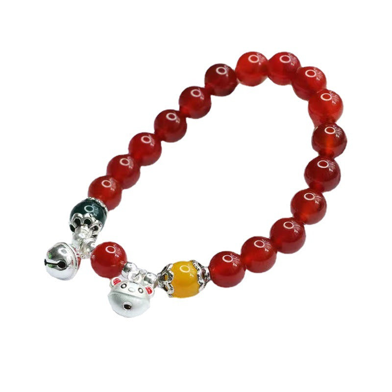 Pure Silver Red Agate Bracelet Chalcedony Year of the Tiger Bracelet Zodiac Tiger MN1122582