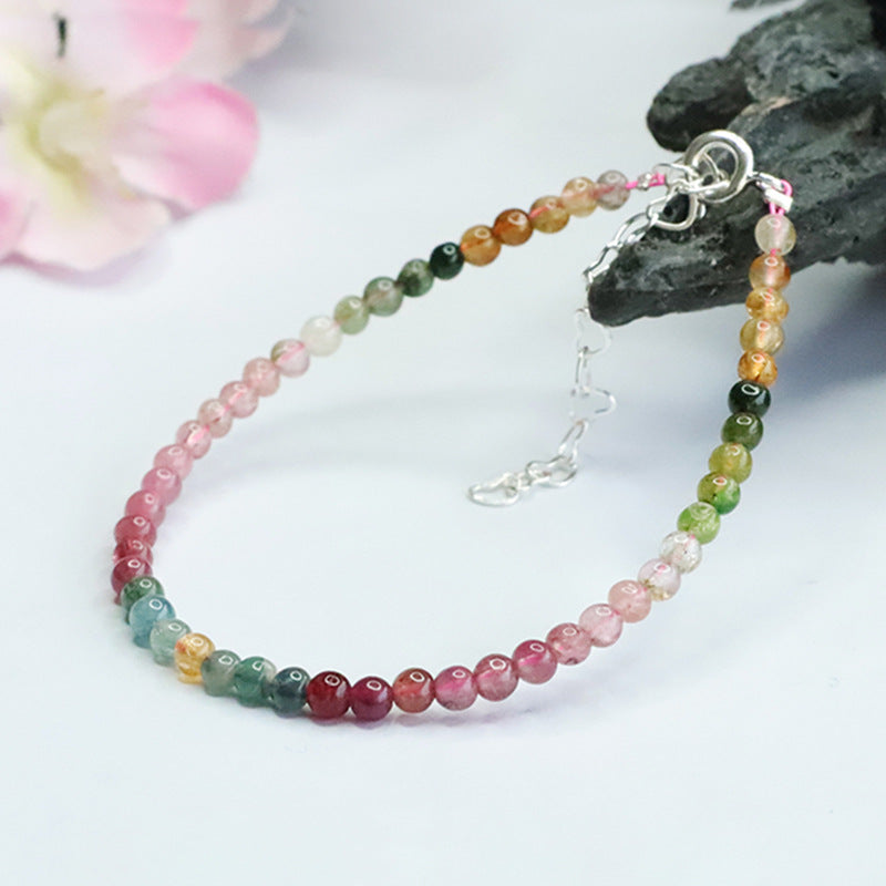 Natural rainbow tourmaline bracelet Brazilian ice transparent old material gradient bracelet for women CB3022403 