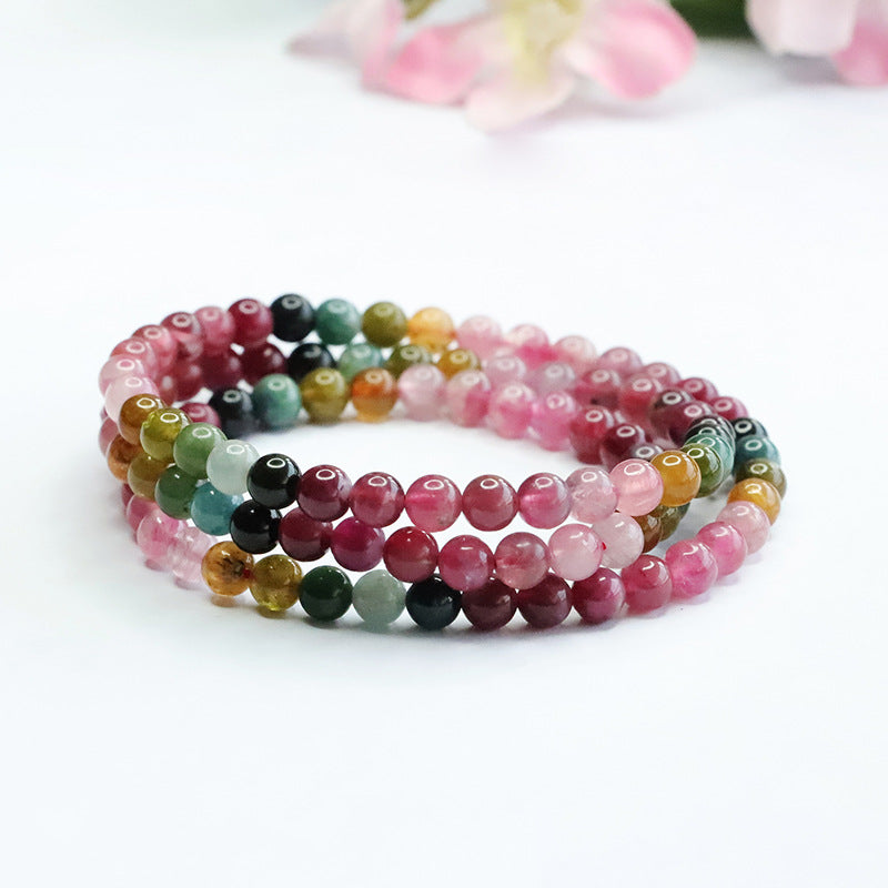 Natural rainbow tourmaline bracelet multi-circle Brazilian old material gradient bracelet for women CB3022409 