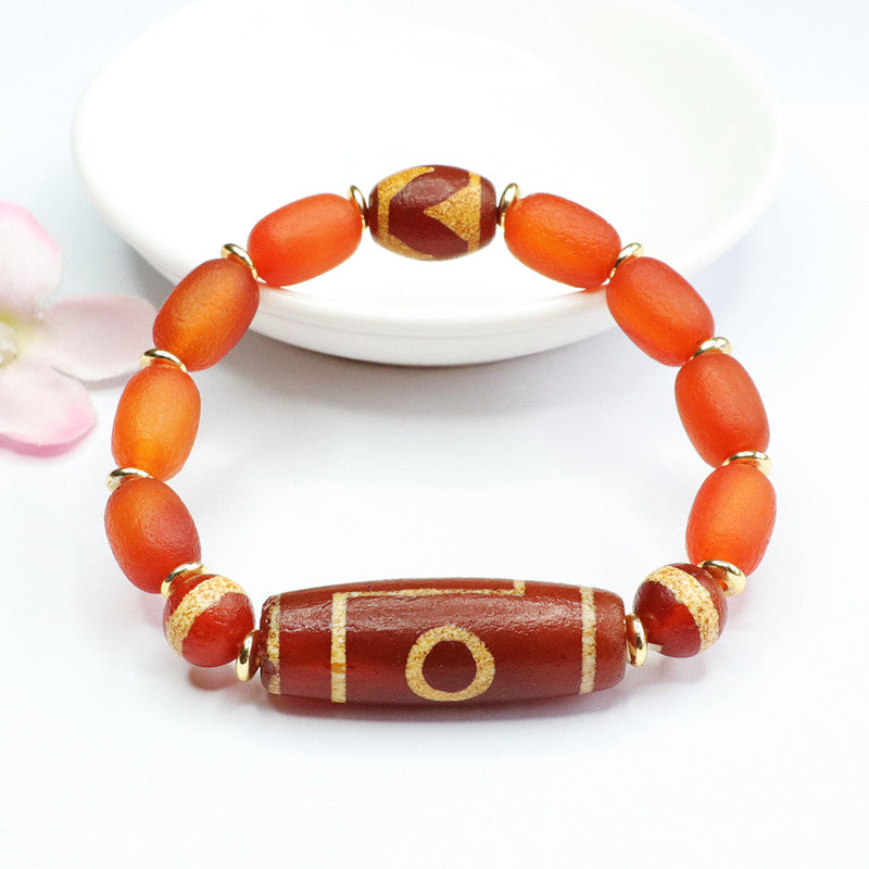 Old material red agate bracelet Dzi beads passepartout bracelet MN2042016