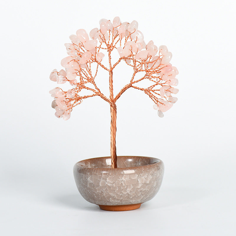 Natural crystal tree gravel ornaments crystal tree home creative office decoration crafts colorful small bowl shape base 