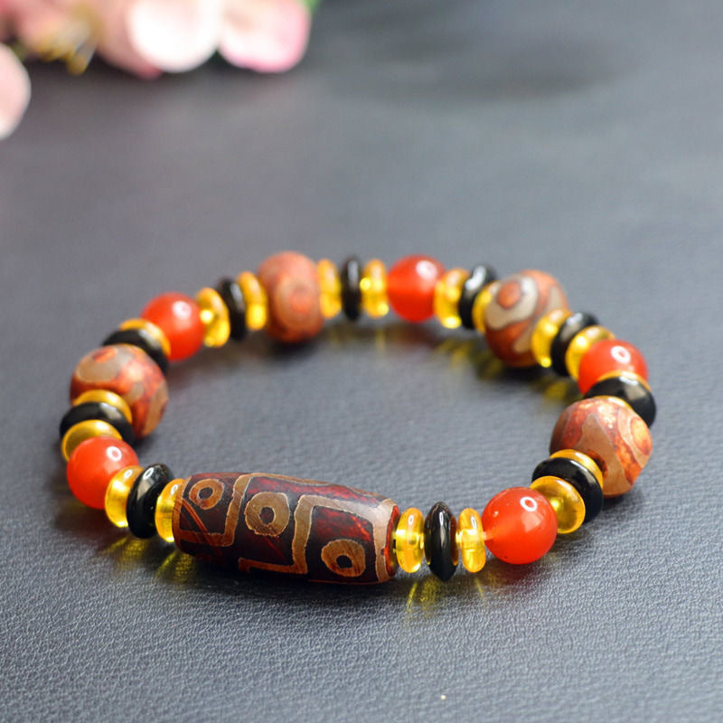 Tibetan nine-eye dzi bead bracelet agate bracelet jewelry MN1122577