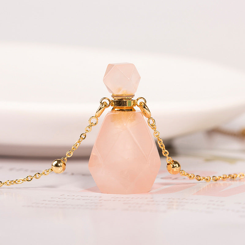 Hot selling new multi-color optional crystal perfume bottle simple personalized necklace pendant 