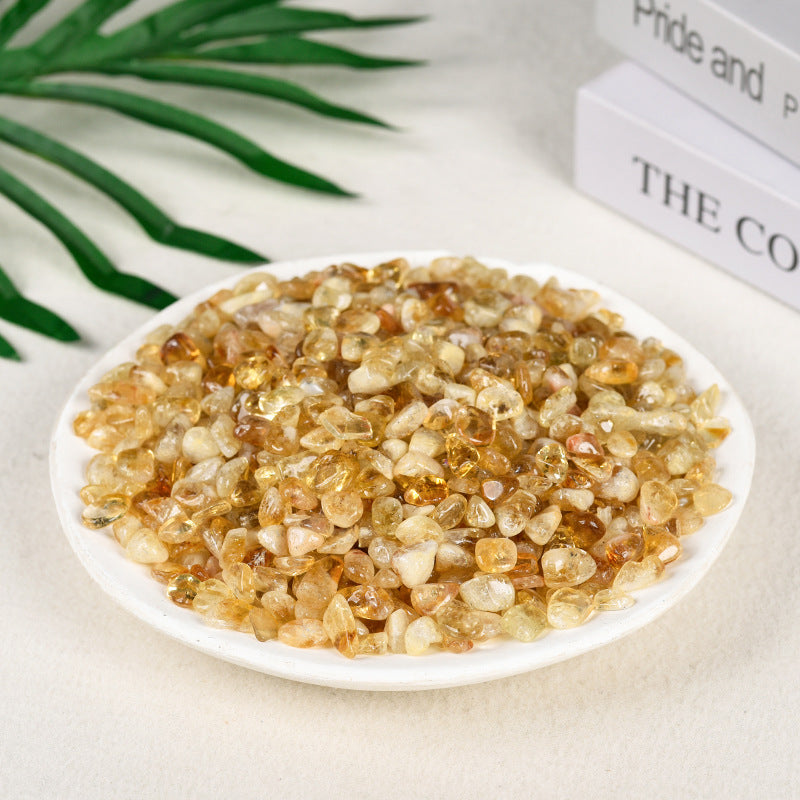 Natural Brazilian citrine gravel fish tank stone for Buddha degaussed crystal gravel 