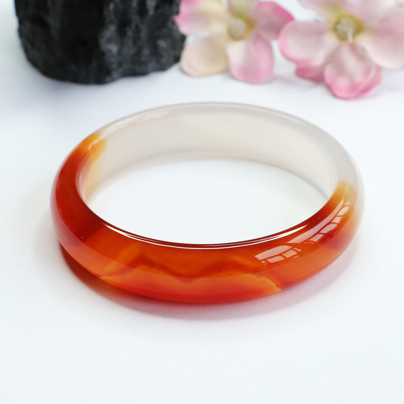 Natural red agate lychee jelly bracelet chalcedony gradient jewelry MN2042013