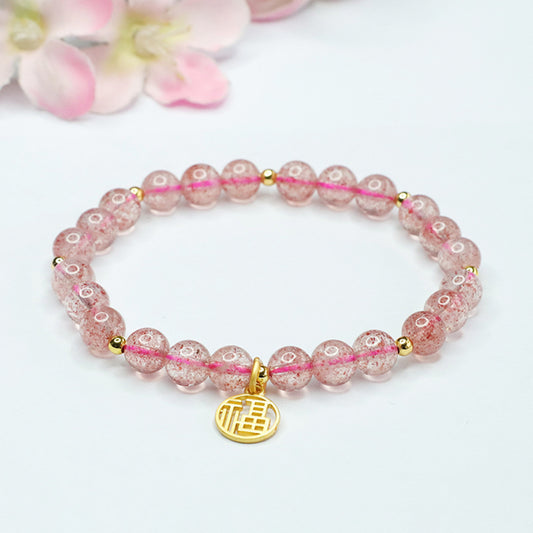 Natural strawberry crystal bracelet ice translucent red strawberry crystal women's bracelet CB3032905 