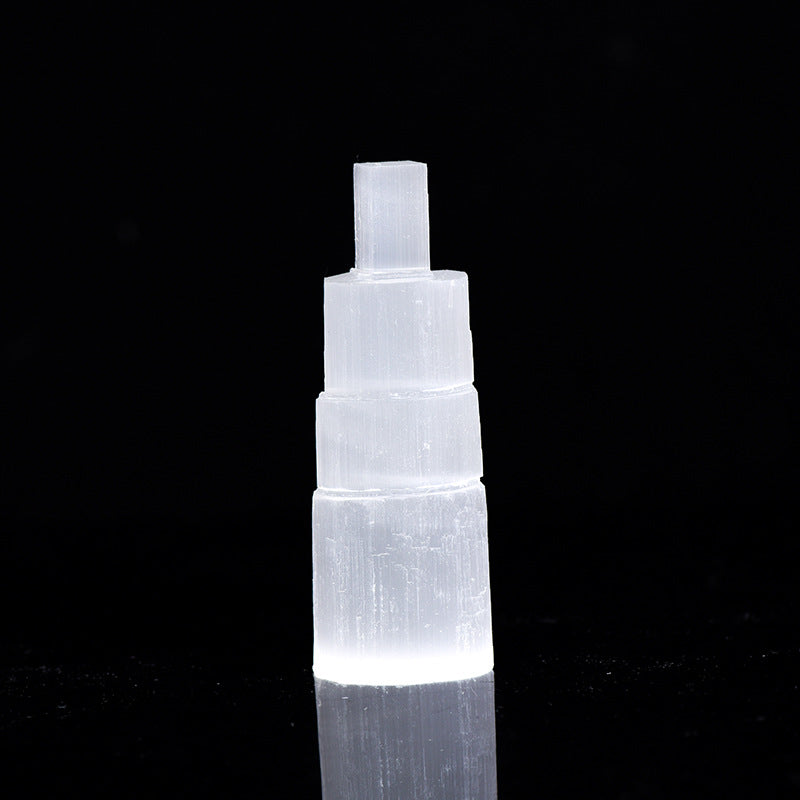 Manufacturer's natural Moroccan white gypsum tower-shaped crystal raw stone creative home desktop ornaments 