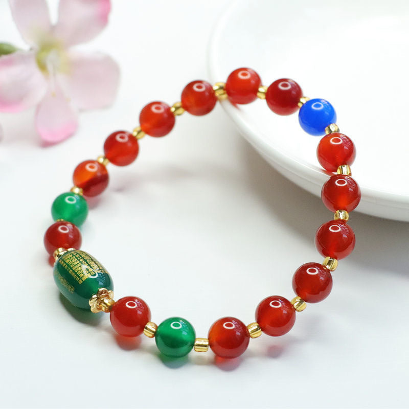 Red Agate Bracelet Chrysoprase Heart Sutra Bracelet Jewelry MN1122559