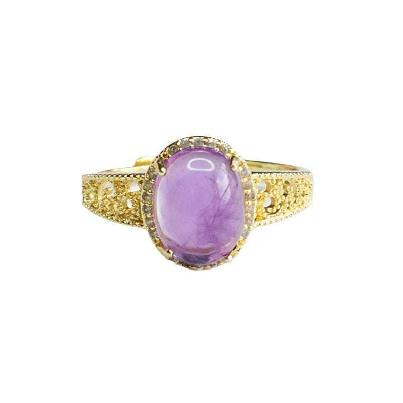 Natural Amethyst Ring Purple Gemstone Ring Women's Jewelry CB3082906 