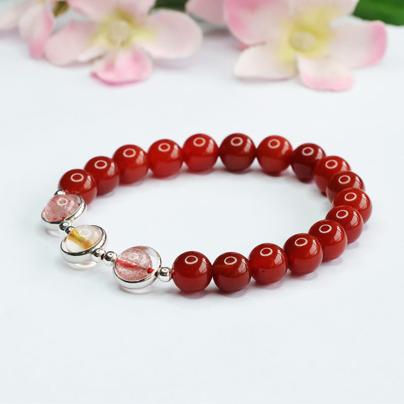 Red Agate Bracelet Strawberry Crystal Blonde Crystal Bracelet MN3041101