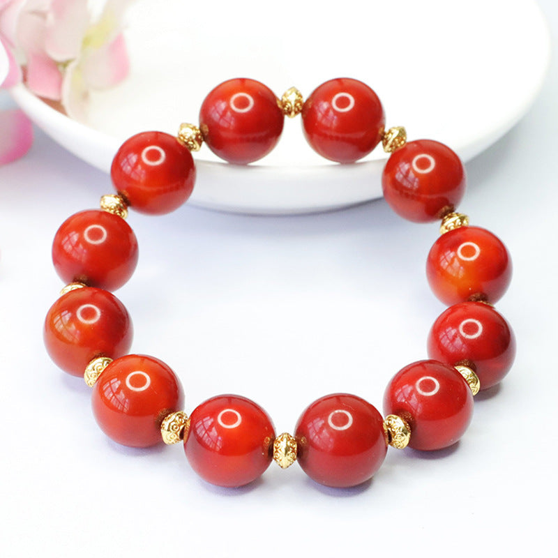 Red agate bracelet with crystal color treasure bracelet jewelry MN3102401