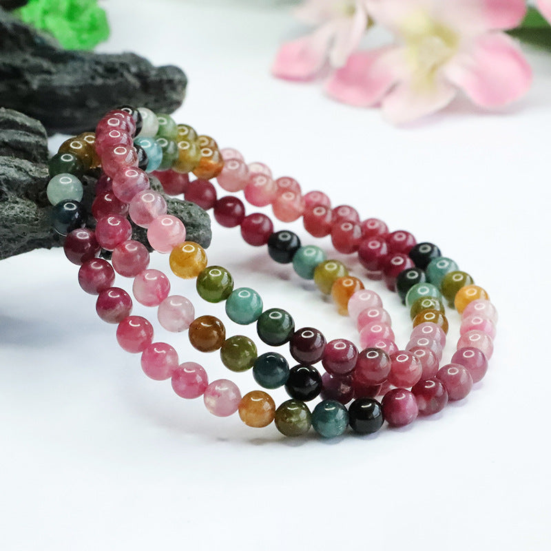 Natural rainbow tourmaline bracelet multi-circle Brazilian old material gradient bracelet for women CB3022409 