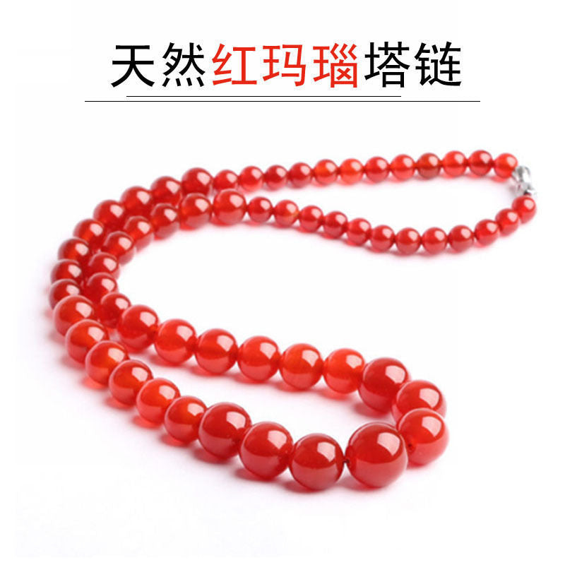 Red agate tower chain ice chalcedony necklace jewelry MN1122601