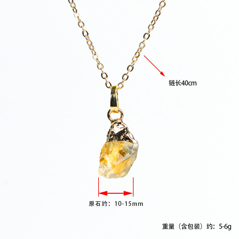 Hot selling natural amethyst raw stone gold-plated pendant irregular shape crystal necklace jewelry accessories 