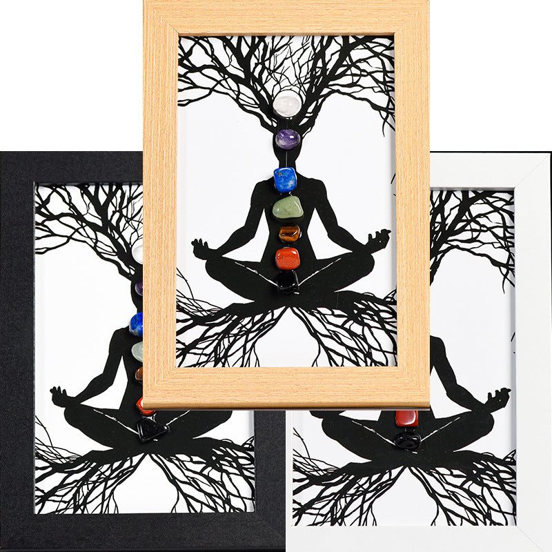 Yoga Girl Colored Original Stone Crystal Wooden Picture Frame Setup for Moving to a New Home Wooden Picture Frame Home Decoration 