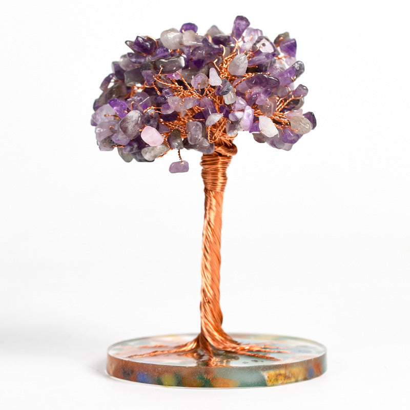 Amethyst Agate Base Crystal Tree Ornaments Crafts Amethyst Crystal Tree Home Office Desktop Creative Tree Decoration 